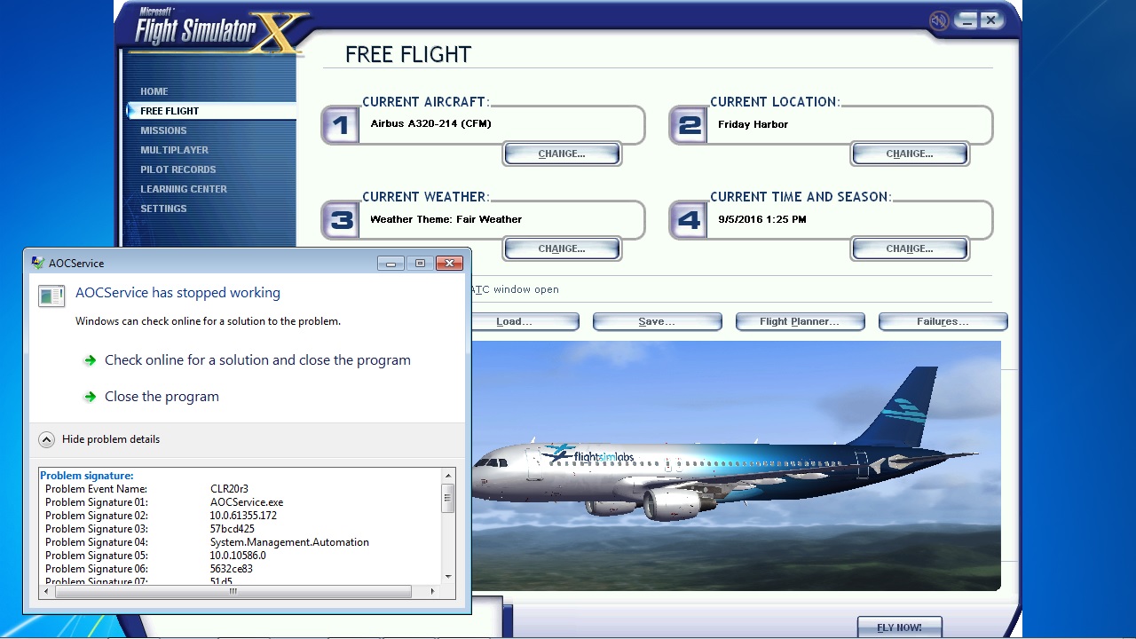 Resolved Aocservice Exe Is Crashing Archive Flight Sim Labs Forums
